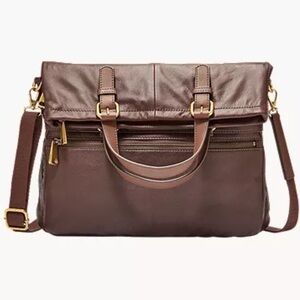 Fossil Brown Leather Tote